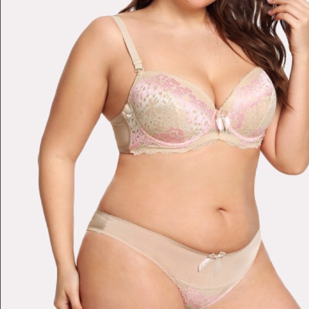 ➕🆕Apricot & lace bra and panty set plus size - Picture 5 of 6